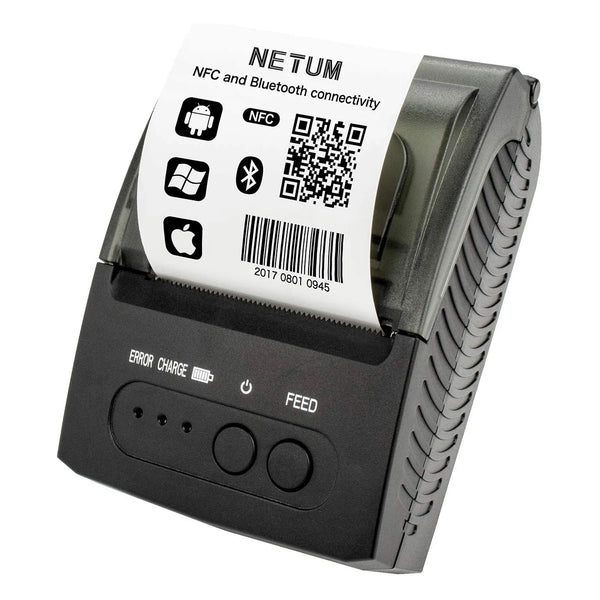NETUM 1809 Mini 58mm Bluetooth Thermal Printer - Portable Receipt Printer, Android & iOS, USB, POS System