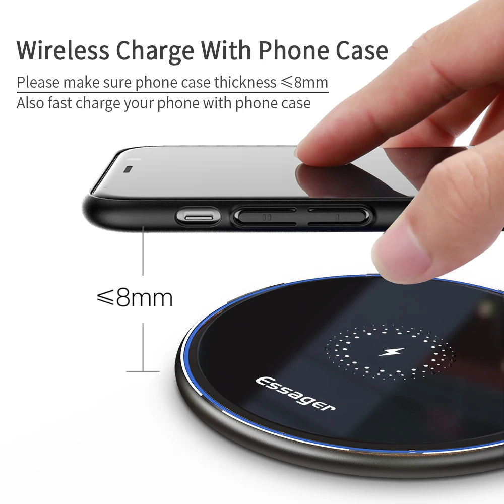 Essager Qi Magnetic Wireless Charger Pad - 15W Fast Charging, For iPhone 12/11 Pro, XS Max & Samsung