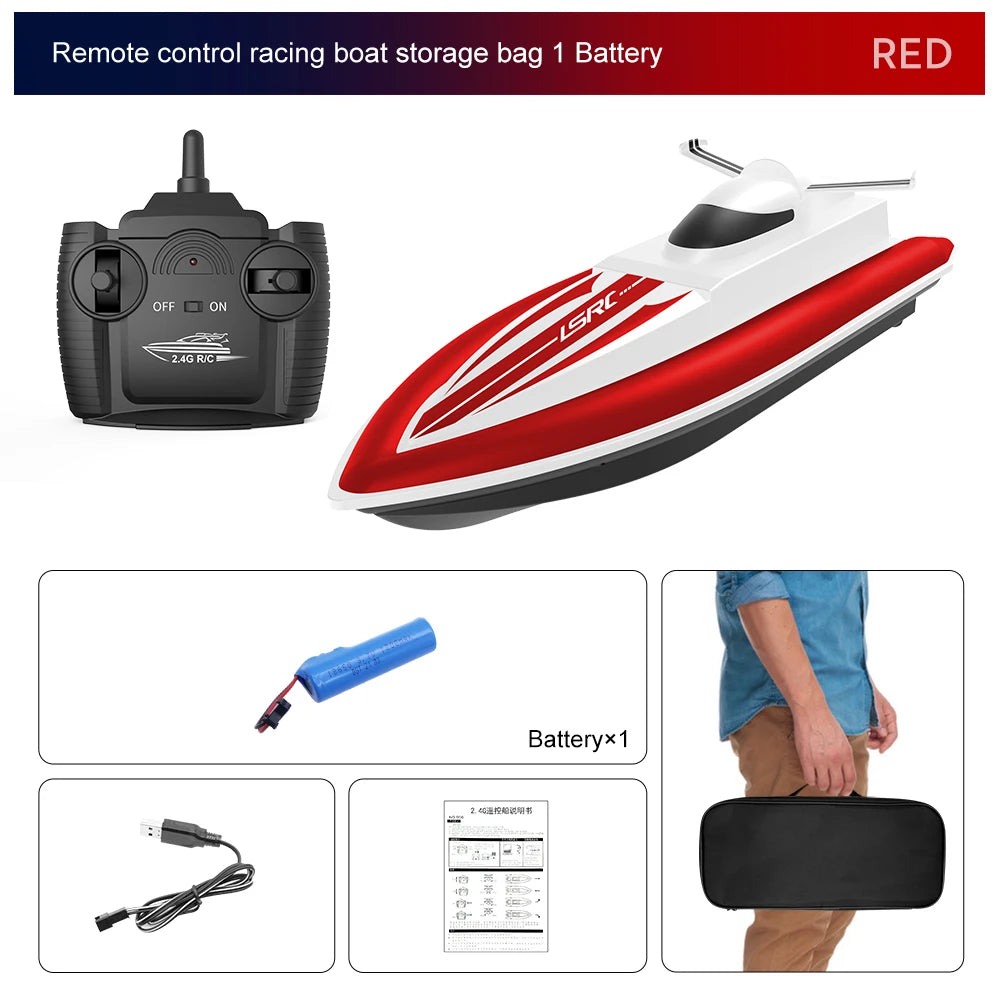 LSRC-B8 RC High-Speed Racing Boat - 2.4G, Waterproof, Rechargeable, Electric Radio Control Speedboat