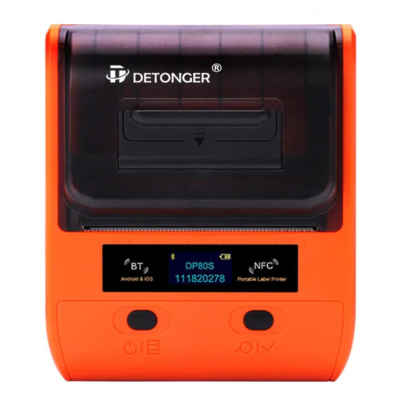 DETONGER DP80S Mini Portable Thermal Printer - 30-80mm, Barcode Label Maker, Bluetooth, Android & iOS