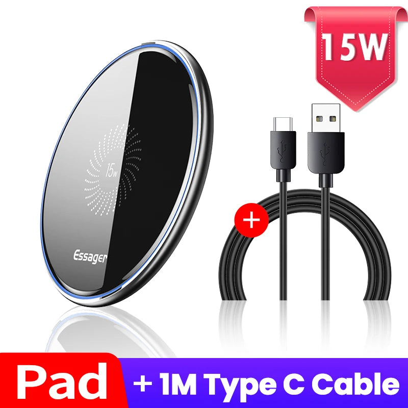 Essager Qi Magnetic Wireless Charger Pad - 15W Fast Charging, For iPhone 12/11 Pro, XS Max & Samsung
