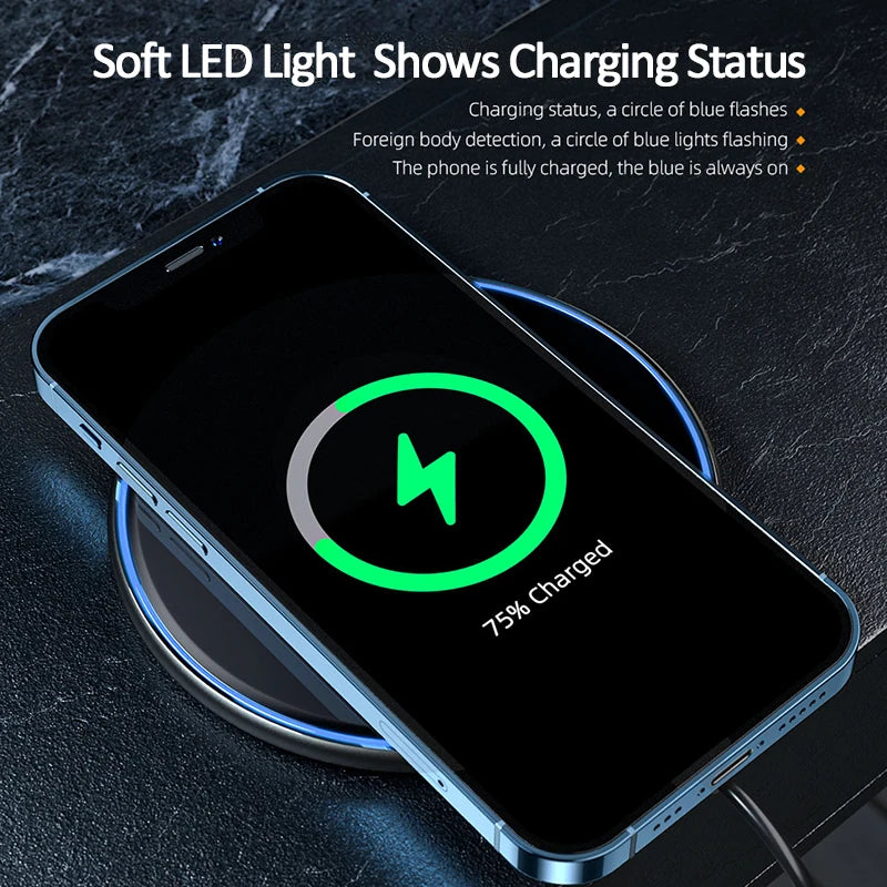 Essager Qi Magnetic Wireless Charger Pad - 15W Fast Charging, For iPhone 12/11 Pro, XS Max & Samsung