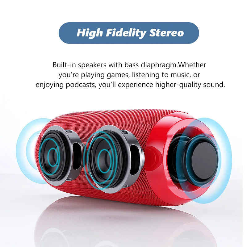 TG117 Outdoor Portable Bluetooth Speaker - Waterproof Column, TF Card, FM Radio, AUX Input, Wireless