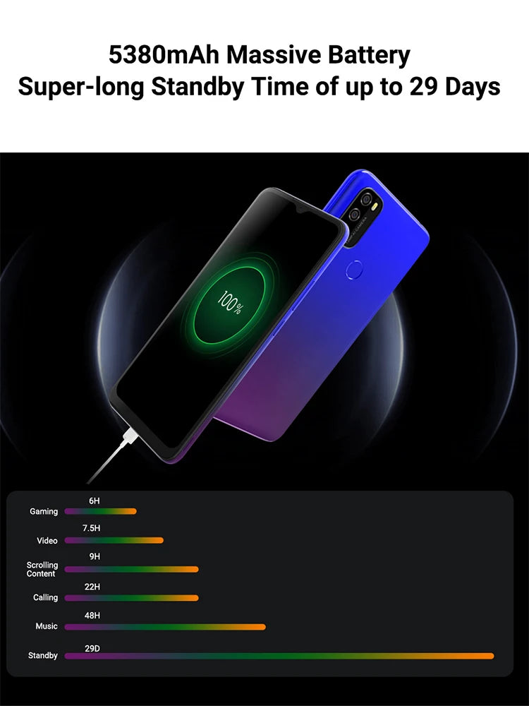 Blackview A70 4G Dual SIM Smartphone - Android 11, 6.52" Display, 3GB RAM + 32GB ROM, 5380mAh Battery