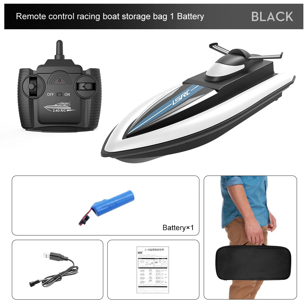 LSRC-B8 RC High-Speed Racing Boat - 2.4G, Waterproof, Rechargeable, Electric Radio Control Speedboat