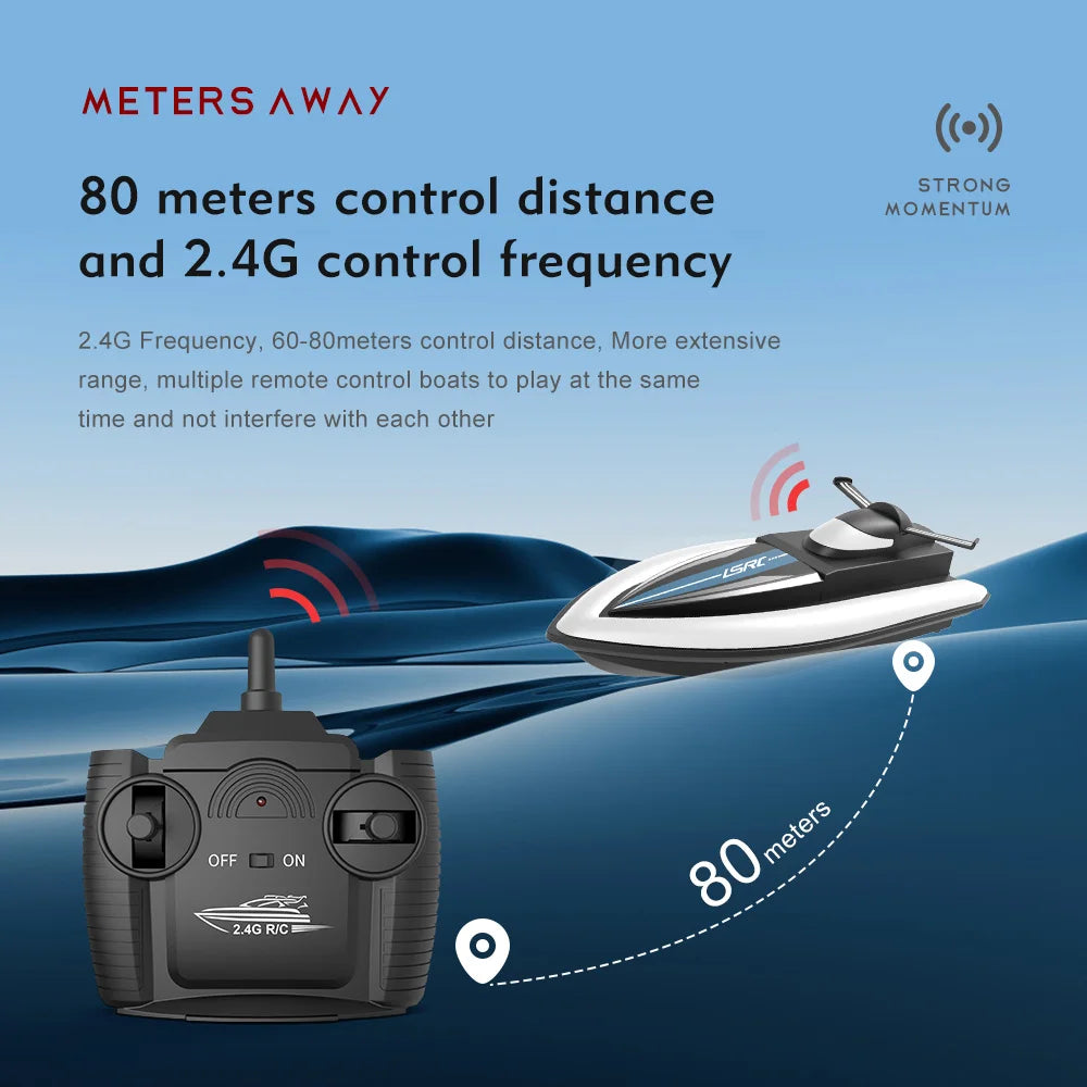 LSRC-B8 RC High-Speed Racing Boat - 2.4G, Waterproof, Rechargeable, Electric Radio Control Speedboat