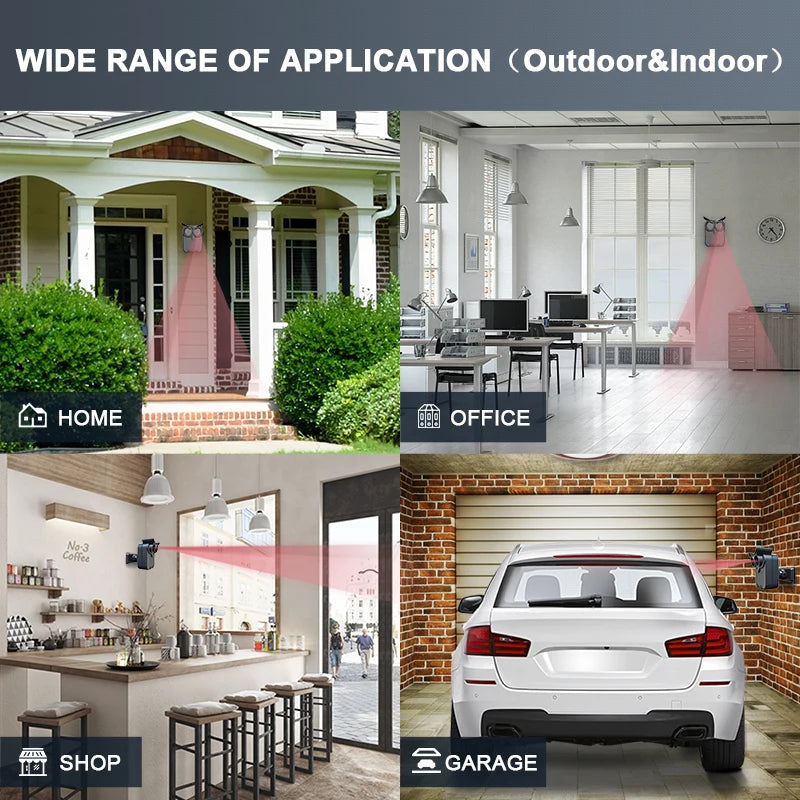 HTZSAFE Wireless Driveway Security Alarm - Waterproof PIR Detector, 500m Range