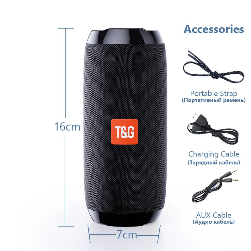 TG117 Outdoor Portable Bluetooth Speaker - Waterproof Column, TF Card, FM Radio, AUX Input, Wireless