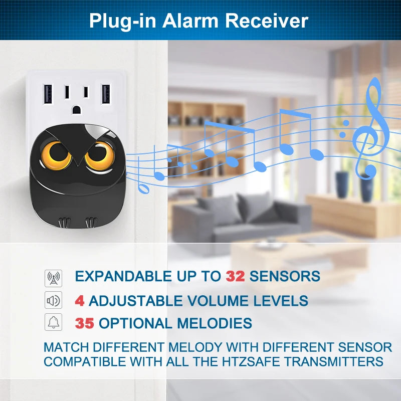 HTZSAFE Wireless Driveway Security Alarm - Waterproof PIR Detector, 500m Range