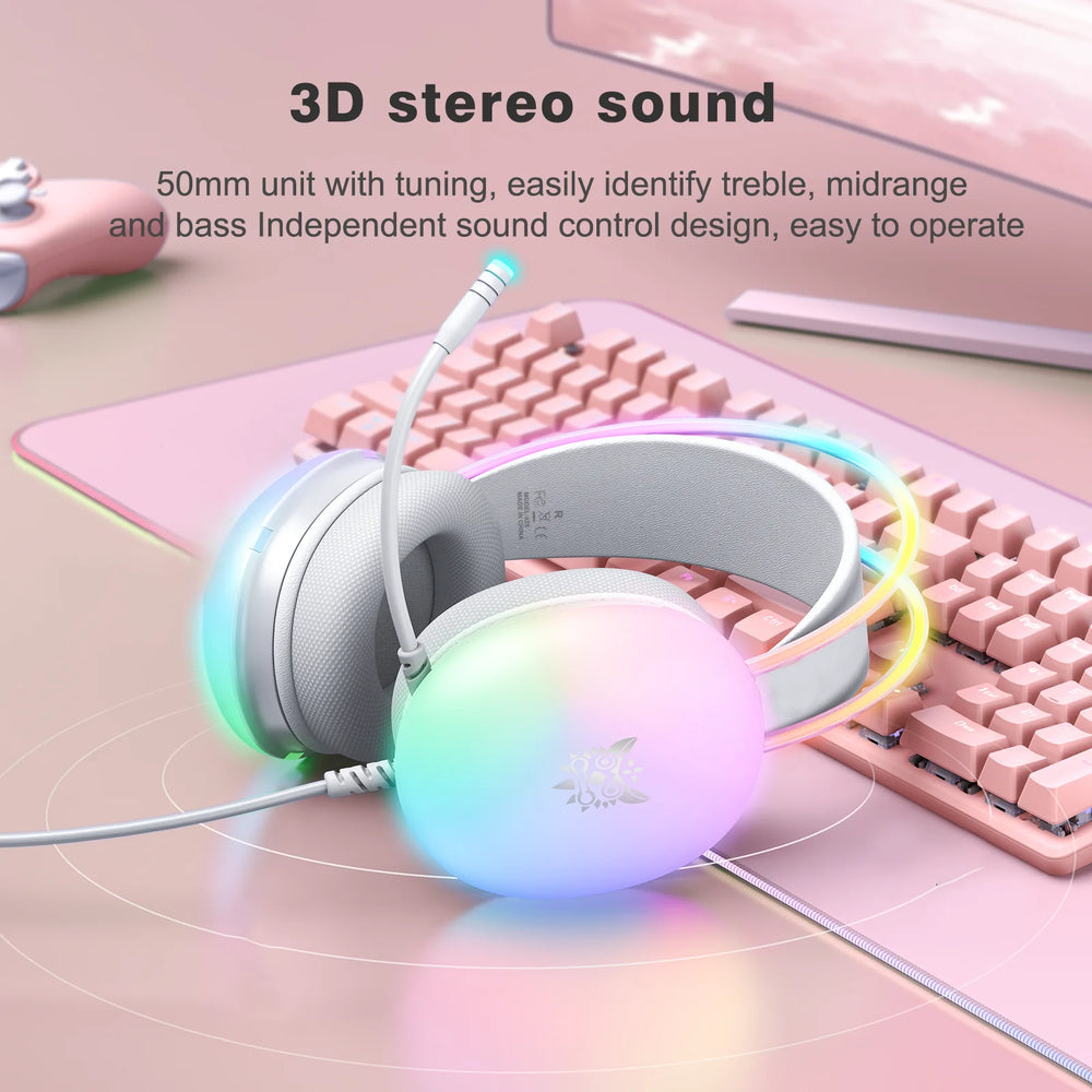 ONIKUMA RGB Wired Gaming Headset with Mic - Full LED Illumination, Noise Cancellation, For PC, PS4 & Xbox