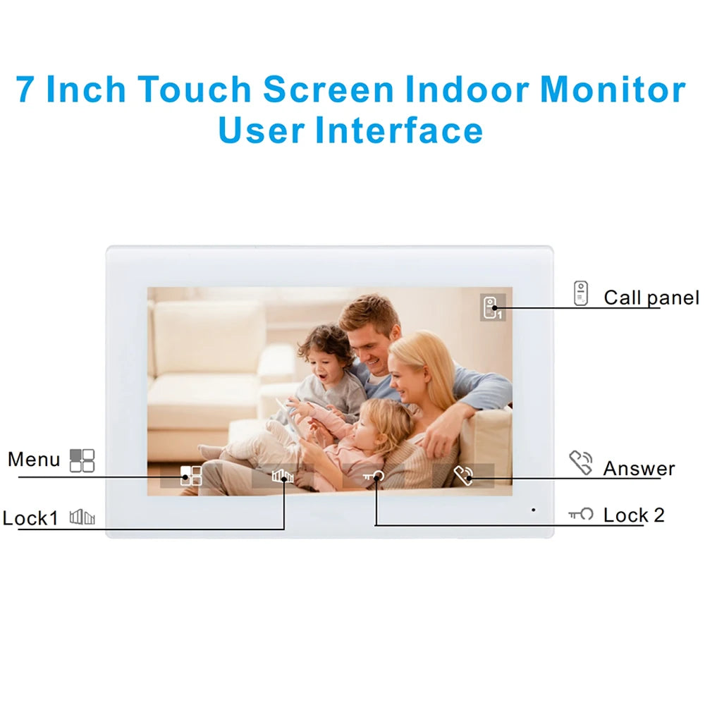 7-Inch Video Intercom System Indoor Monitor - Visual Doorphone Camera, Home Security Kit