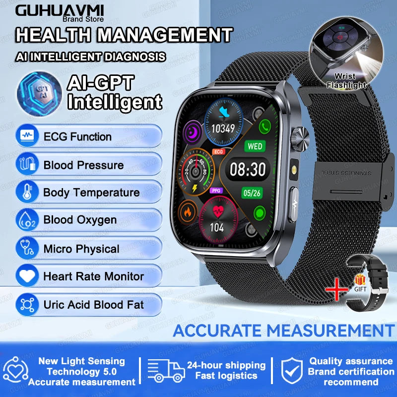 ECG Wellness Smartwatch - 2.0" AMOLED Bluetooth Calling Health Tracker