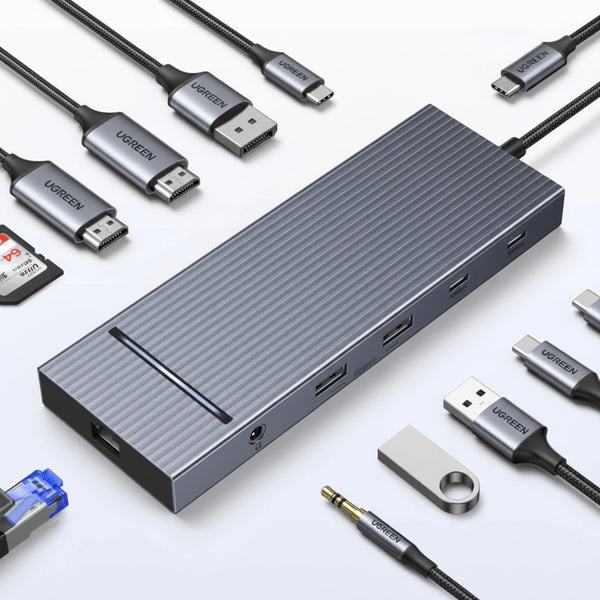 UGREEN USB-C Hub 6-in-1 - 4K120Hz DP, 2xHDMI 4K60Hz, USB3.2 Gen2 10Gbps, RJ45