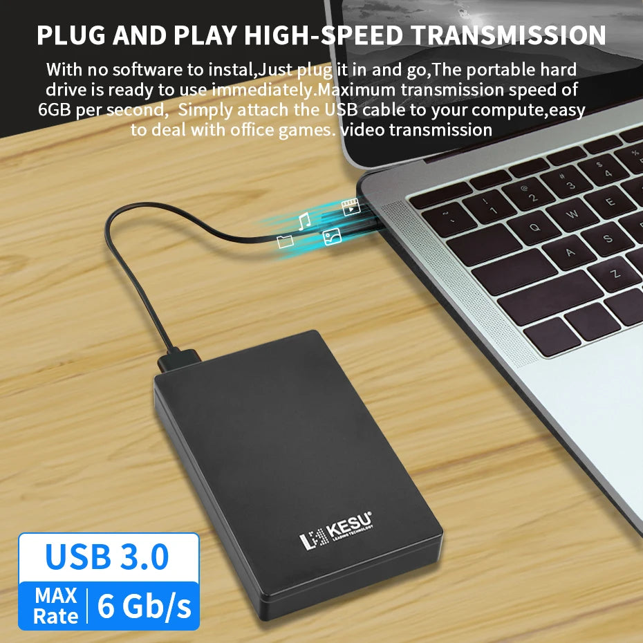 KESU 2.5" Portable External Hard Drive USB 3.0 - 500GB to 2TB, PS4/PC/Laptop Compatible