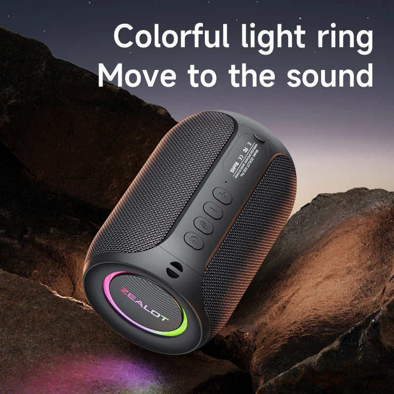 Zealot S32 Pro Outdoor Bluetooth Speaker - Powerful Bass Subwoofer, LED Light, Waterproof, Wireless