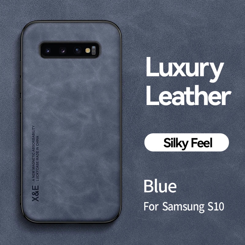 Luxury Leather Wallet Case for Samsung Galaxy S8/S9/S10 Plus - Magnetic Car Holder, Card Slot, Flip Cover