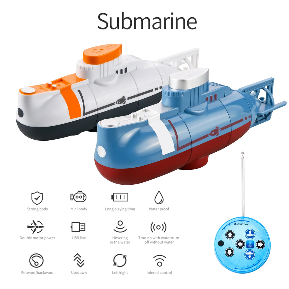 Mini RC Submarine - 0.1m/s Speed, Waterproof Diving Toy, Remote Control, Simulation Model, Kids Gift