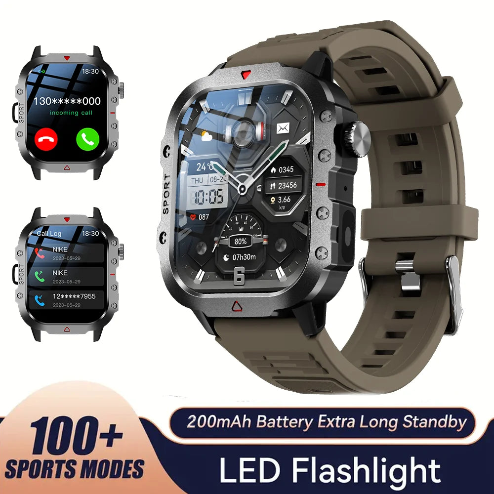 KESHUYOU Outdoor Sports Smartwatch - 2.01" HD Display with LED Flashlight