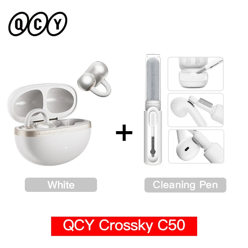 QCY Crossky C50 Open-Ear Earbuds - Bluetooth 6.0, AI Calls, Bass Boost