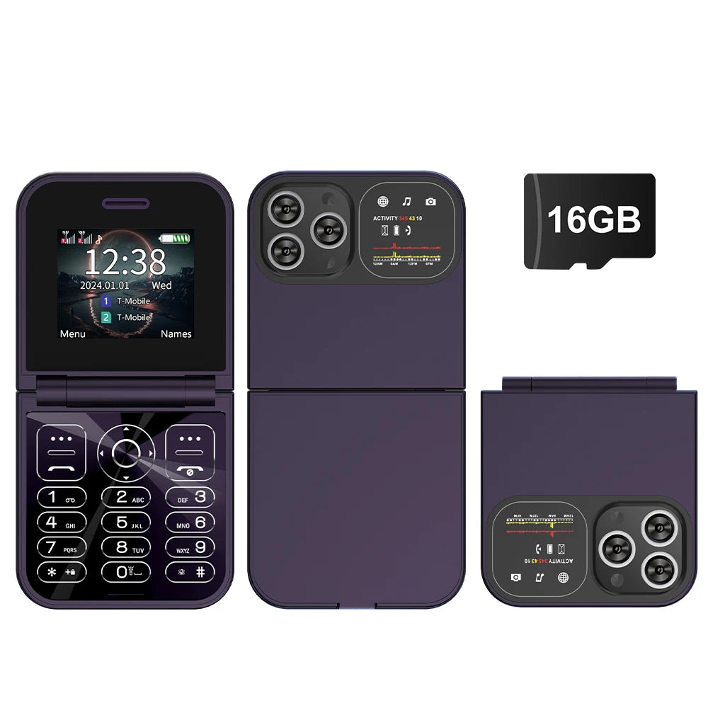 SERVO F15 Mini Flip Mobile Phone - 2.0" Display, Dual SIM, Speed Dial, Magic Voice, Senior-Friendly