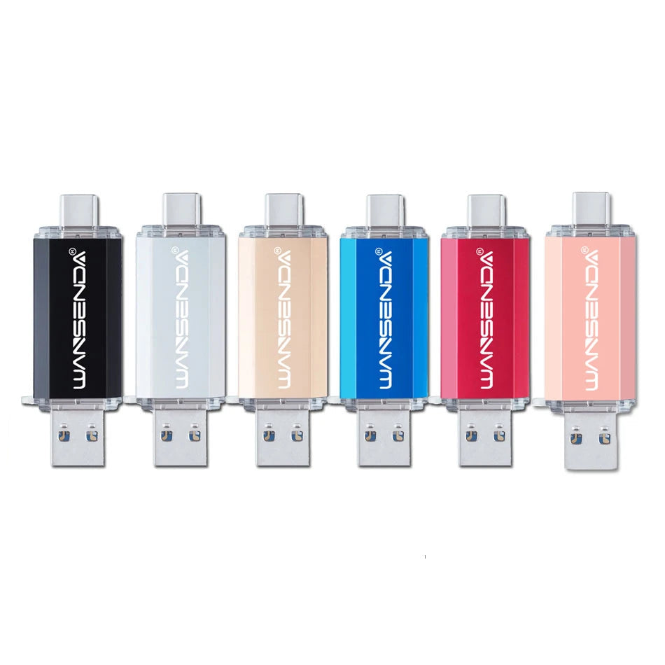 WANSENDA OTG Type-C USB 3.0 Flash Drive - 16GB to 512GB, CE Certified