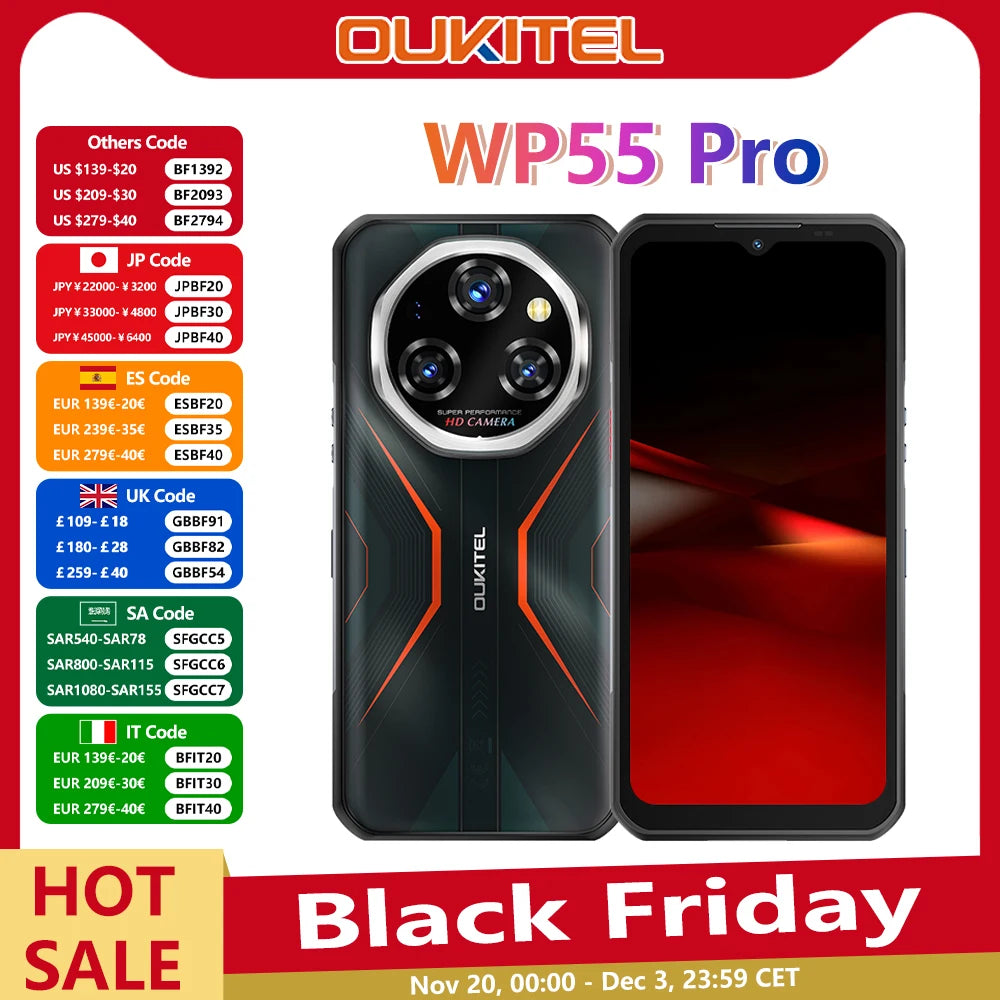 OUKITEL WP55 Pro 5G Rugged Smartphone - 512GB, 11000mAh, 108MP Camera