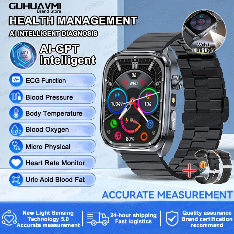 ECG Wellness Smartwatch - 2.0" AMOLED Bluetooth Calling Health Tracker