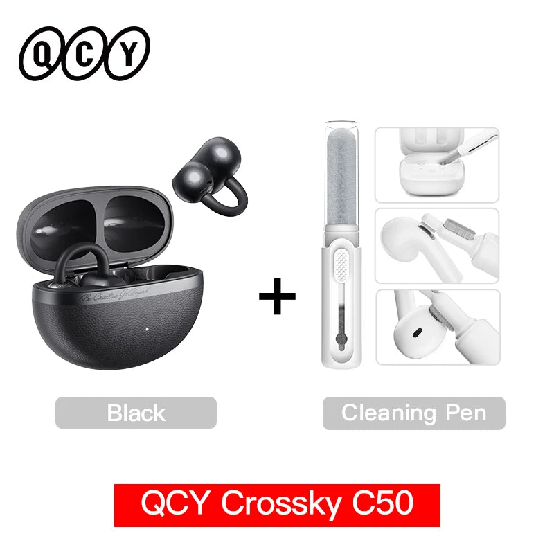 QCY Crossky C50 Open-Ear Earbuds - Bluetooth 6.0, AI Calls, Bass Boost