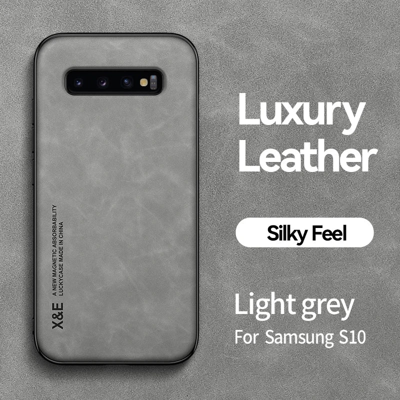 Luxury Leather Wallet Case for Samsung Galaxy S8/S9/S10 Plus - Magnetic Car Holder, Card Slot, Flip Cover