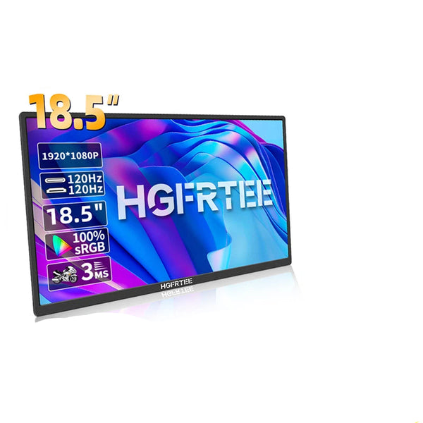 HGFRTEE 18.5" Portable Gaming Monitor - 120Hz, 100% RGB, VESA Mount, Back Bracket, ADS-IPS HDR Screen