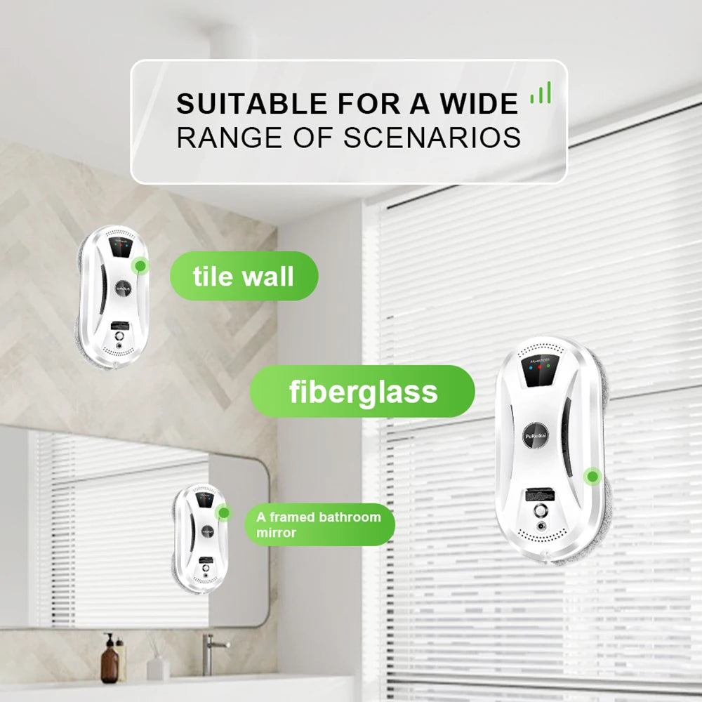PuRuiKai Window Cleaning Robot - High Suction, Anti-Fall Safety, Remote Control