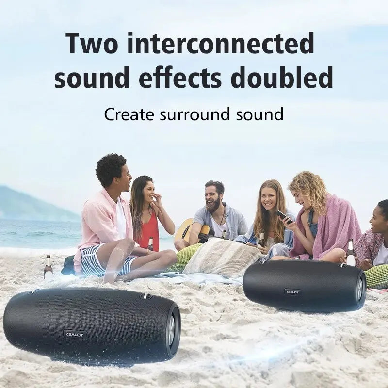 Zealot S67 Portable Party Bluetooth Speaker - 60W Loud 3D Bass, 14400mAh Battery, Outdoor Waterproof