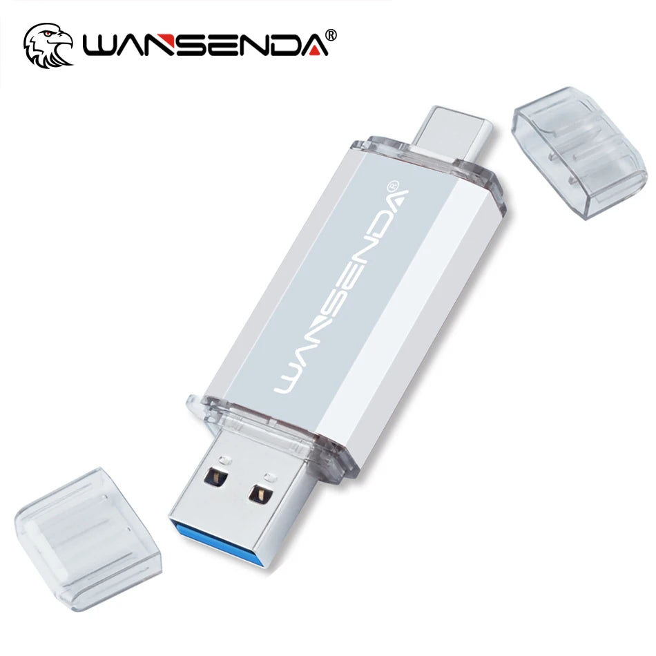 WANSENDA OTG Type-C USB 3.0 Flash Drive - 16GB to 512GB, CE Certified