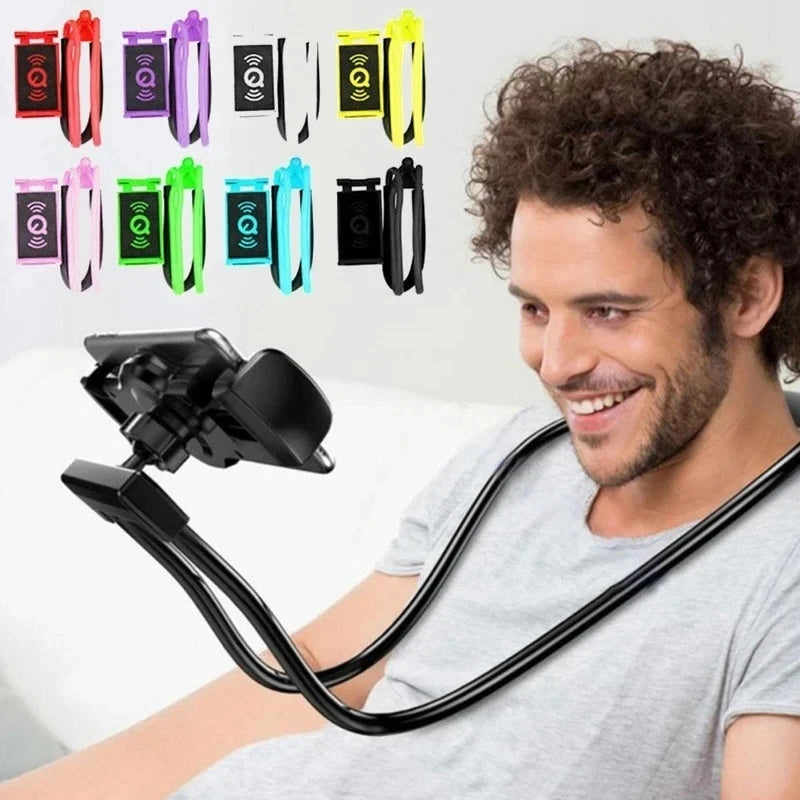 Flexible 360° Neck Phone & Tablet Stand - Lazy Collar Bracket, Desktop Live Streaming, Bedside Holder