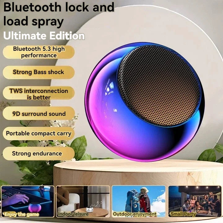 Portable Metal Subwoofer Bluetooth Speaker - Heavy Bass, Steel Gun Design, Wireless, Outdoor & Home