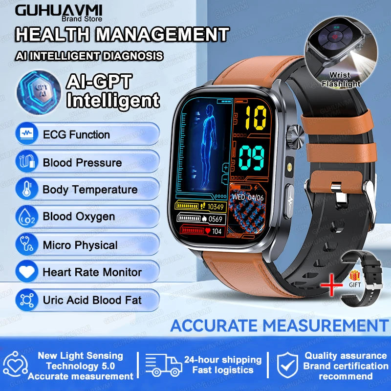 ECG Wellness Smartwatch - 2.0" AMOLED Bluetooth Calling Health Tracker