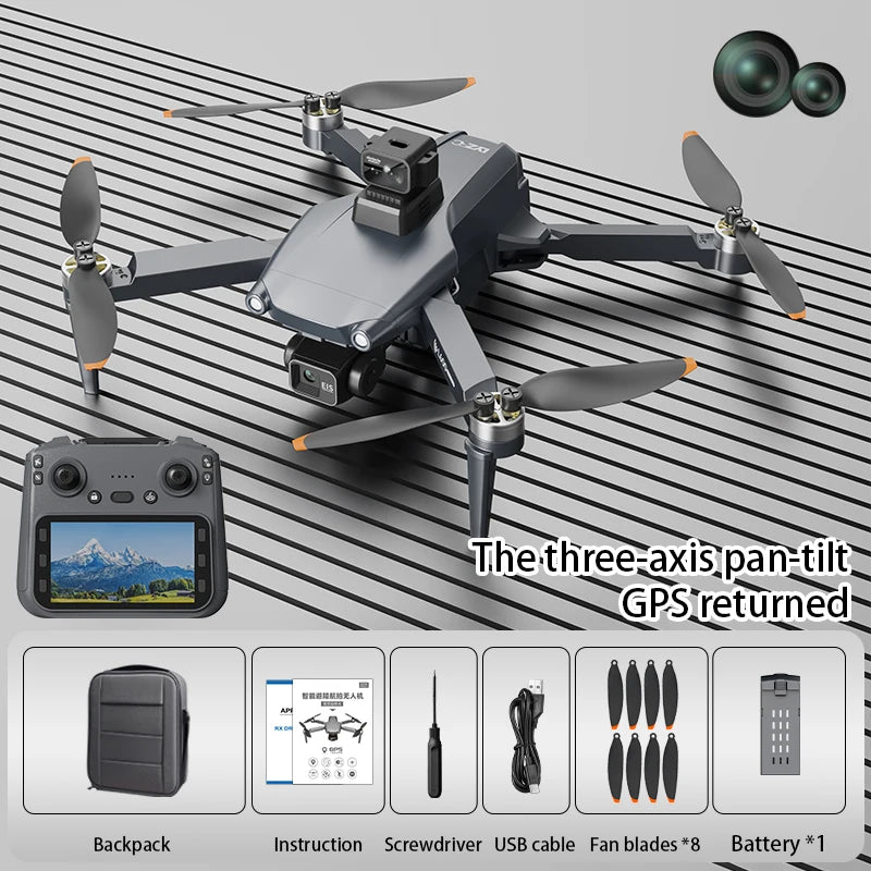 L600 Pro Max Professional 8K Drone - 3-Axis Gimbal, 360° Obstacle Avoidance, Brushless FPV