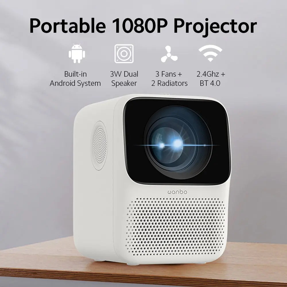 Wanbo T2 MAX Portable Projector - Mini LCD, Full HD 1080P Support, Bluetooth, Vertical Correction
