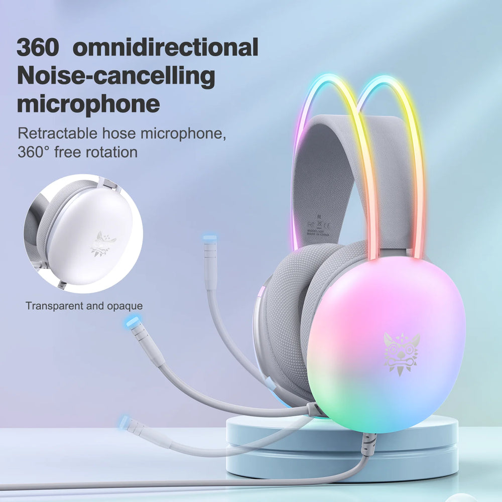 ONIKUMA RGB Wired Gaming Headset with Mic - Full LED Illumination, Noise Cancellation, For PC, PS4 & Xbox