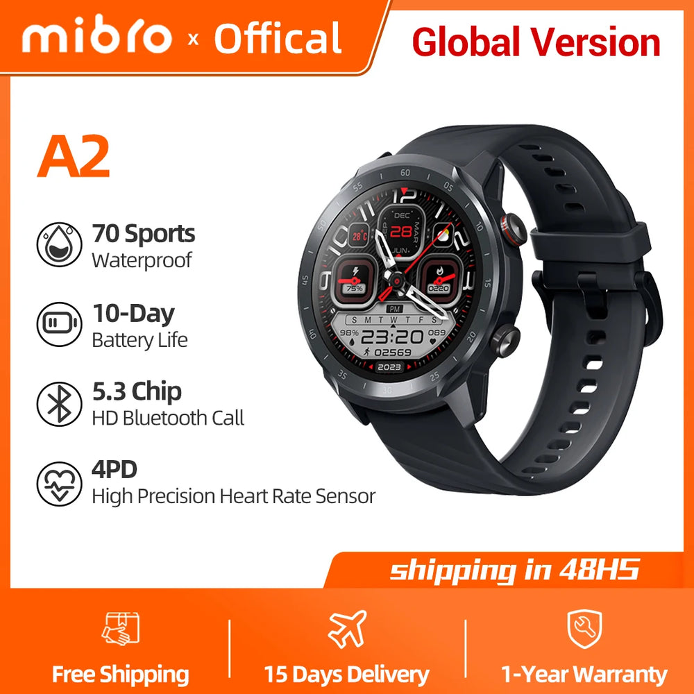 Mibro A2 Smartwatch - 1.39" HD Fitness Tracker with 2ATM Water Resistance