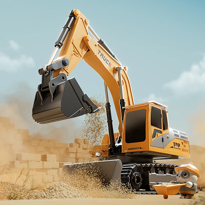 Alloy RC Excavator Toy - Lights & Sound Effects, Electric Engineering Vehicle, Remote Control, Kids Gift