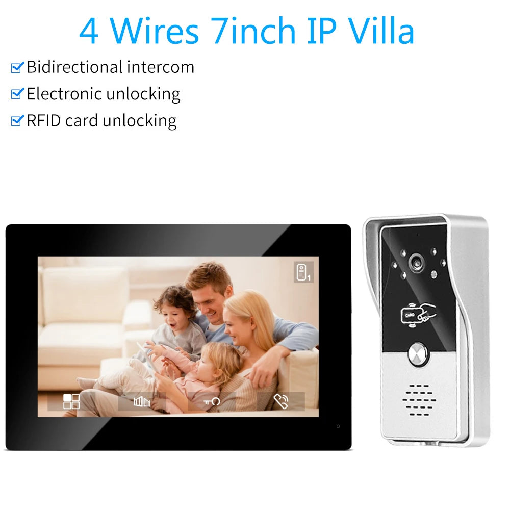 7-Inch Video Intercom System Indoor Monitor - Visual Doorphone Camera, Home Security Kit