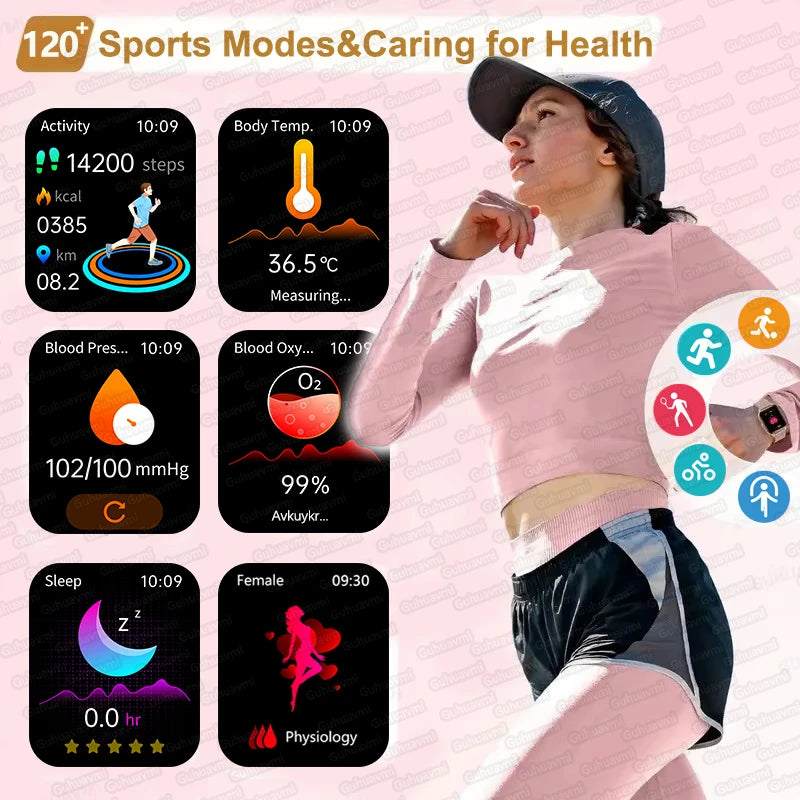 AI Health Smartwatch - 1.85" AMOLED NFC Sports Watch with HRV+PPG
