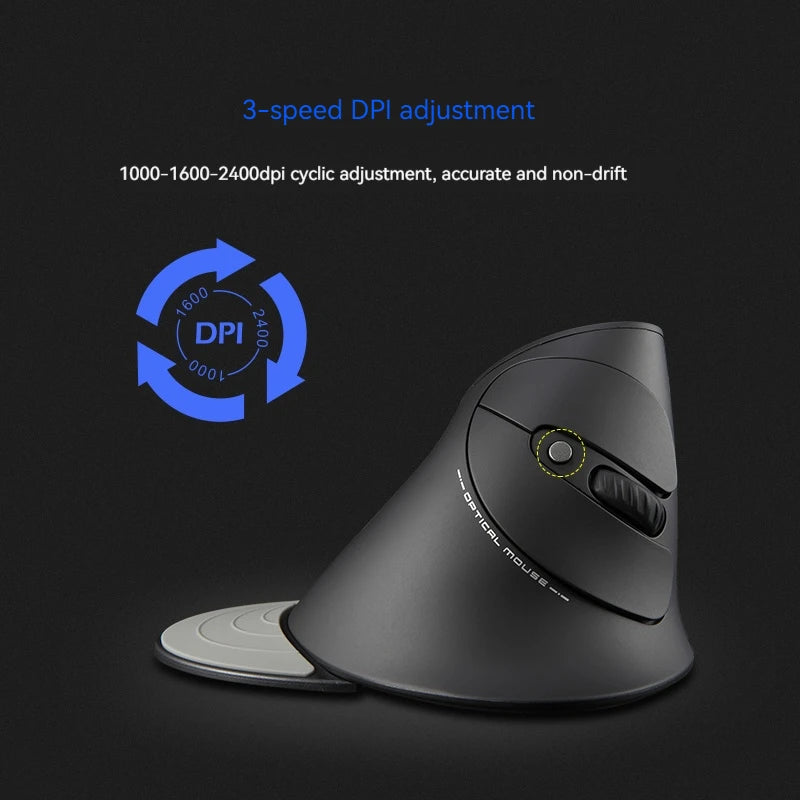 Zelotes F-17 Vertical Ergonomic Wireless Mouse - 2.4G, 3-Speed DPI, Gaming Grade