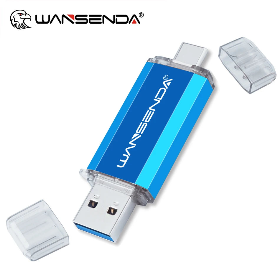 WANSENDA OTG Type-C USB 3.0 Flash Drive - 16GB to 512GB, CE Certified
