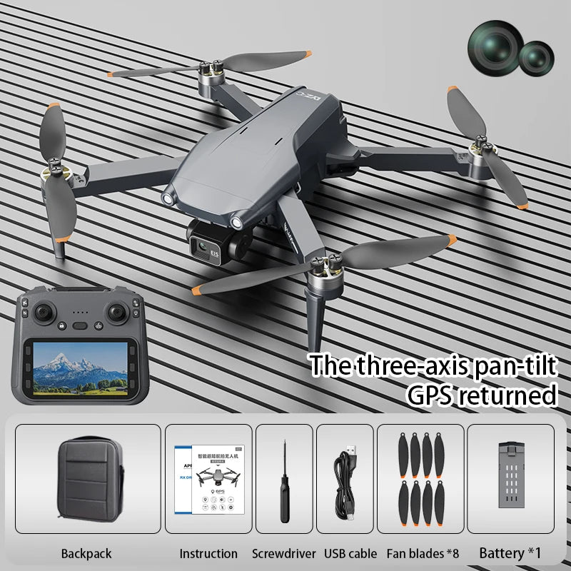 L600 Pro Max Professional 8K Drone - 3-Axis Gimbal, 360° Obstacle Avoidance, Brushless FPV