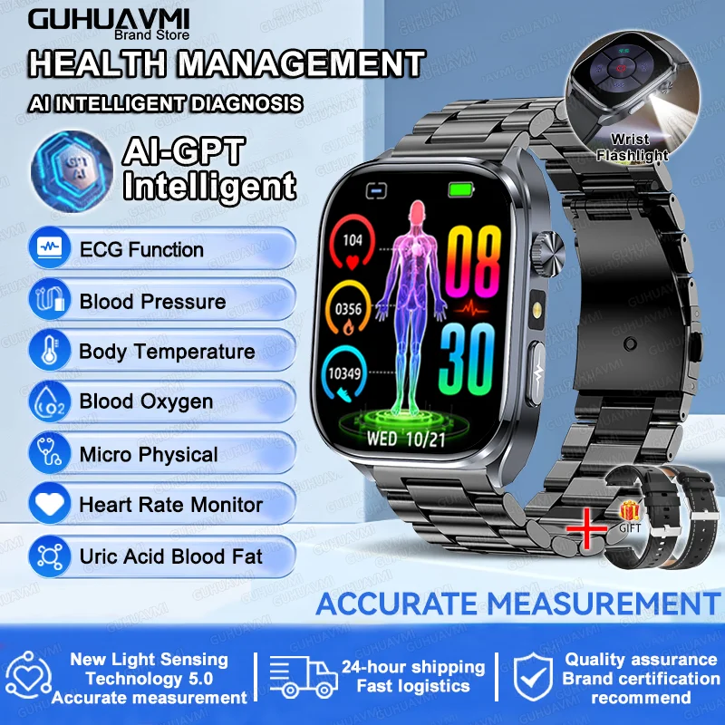 ECG Wellness Smartwatch - 2.0" AMOLED Bluetooth Calling Health Tracker