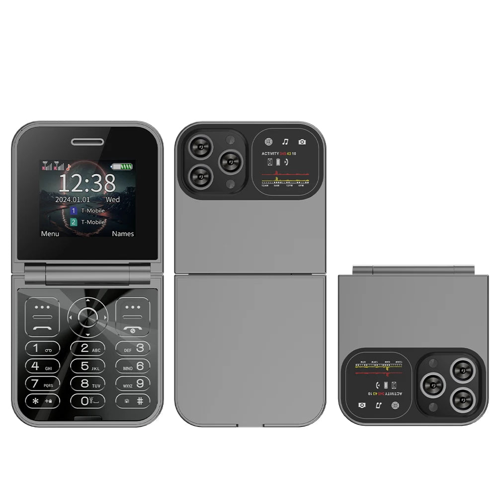 SERVO F15 Mini Flip Mobile Phone - 2.0" Display, Dual SIM, Speed Dial, Magic Voice, Senior-Friendly