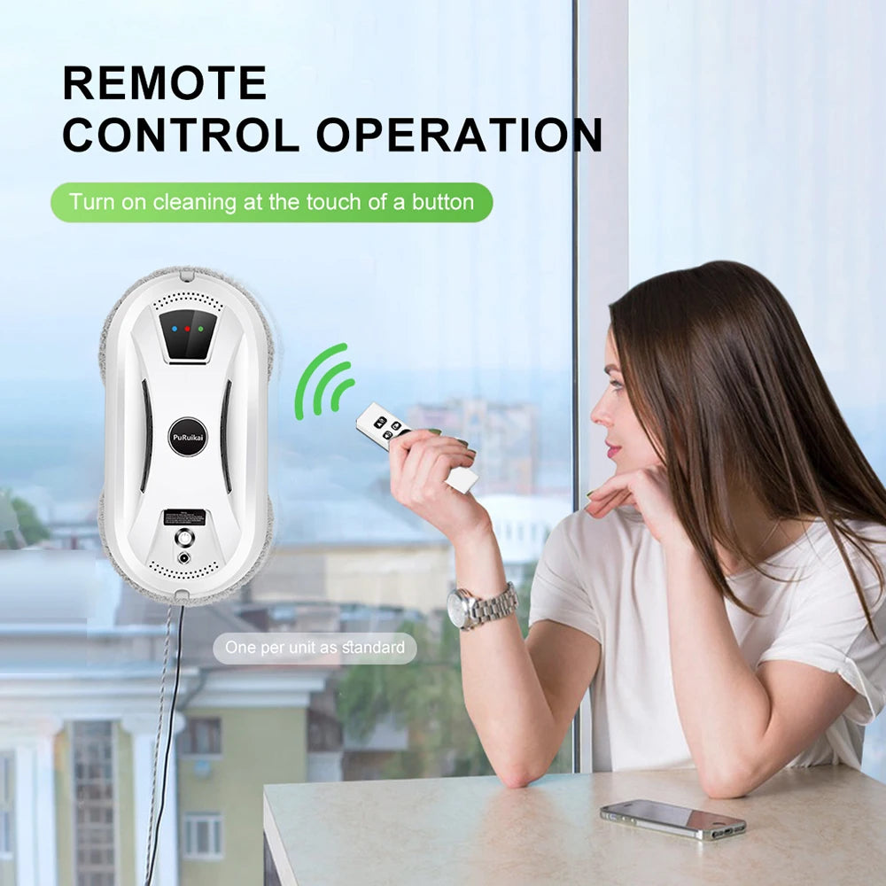 PuRuiKai Window Cleaning Robot - High Suction, Anti-Fall Safety, Remote Control