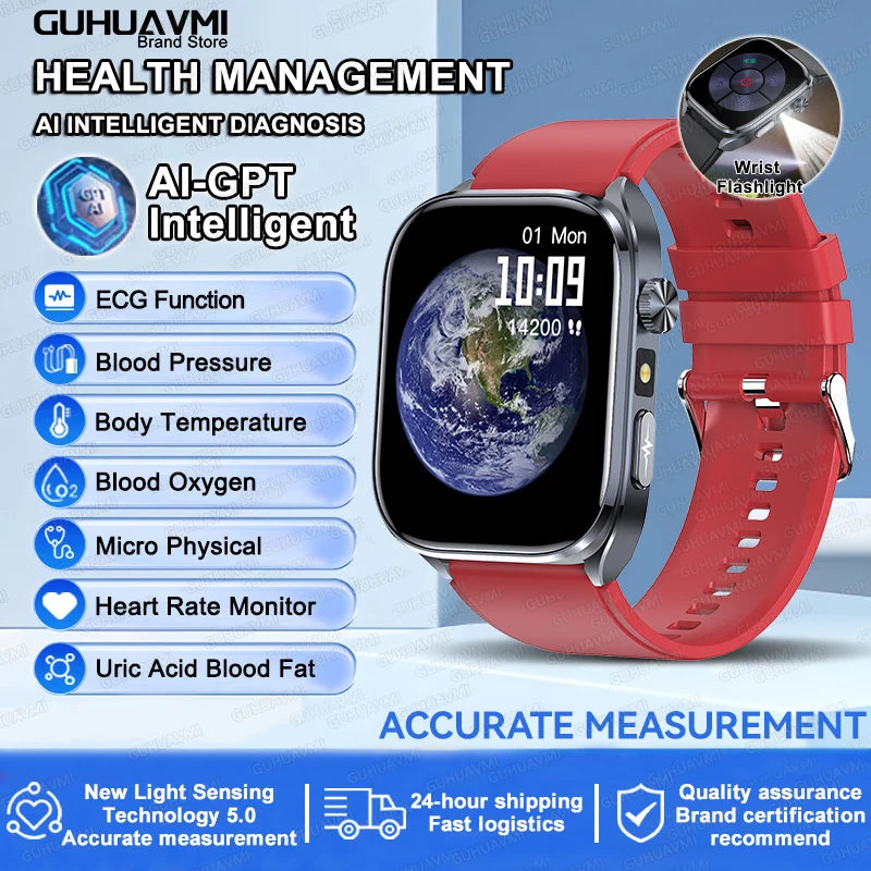 ECG Wellness Smartwatch - 2.0" AMOLED Bluetooth Calling Health Tracker